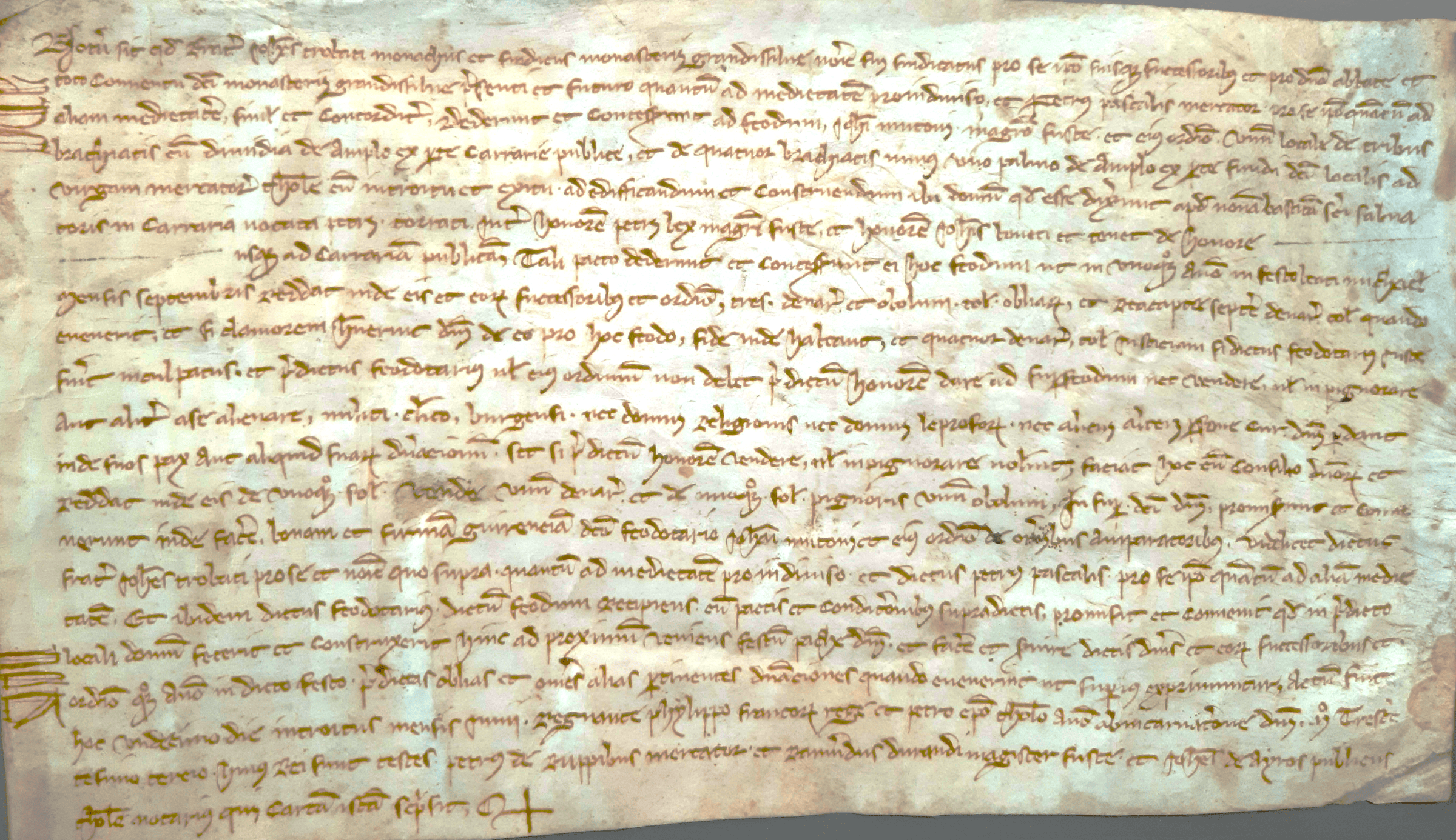 Paper filled with lines of written Latin text